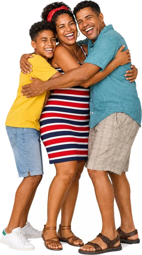 Familia cubana abrazada