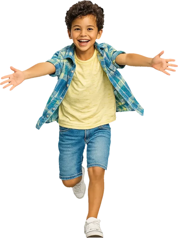 Niño corriendo a abrazar